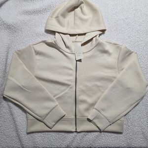 A New Day Cream Zip Up Cropped Hoodie